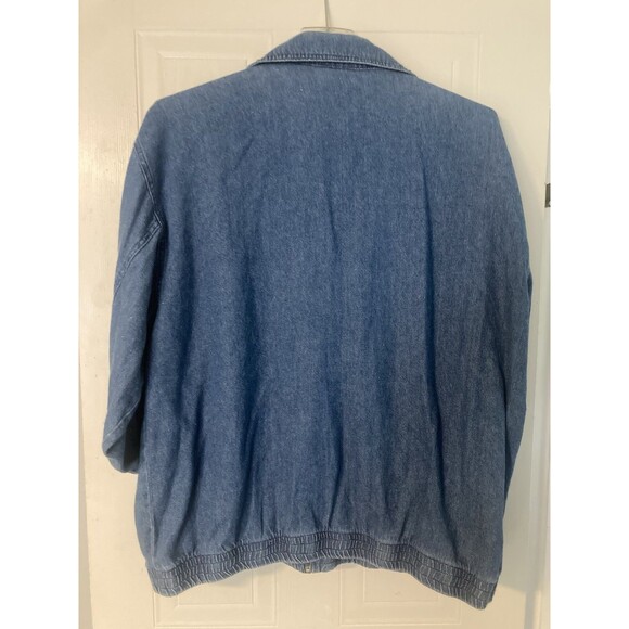 Vtg Y2K Denim Studded Jacket Rhinestones Blue Jean 1X Pockets OUT BROOK - Picture 4 of 11